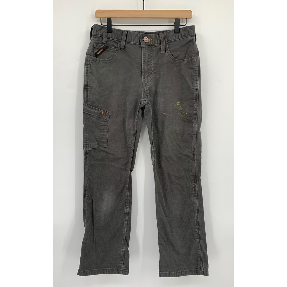 Ariat Rebar M4 Pants Mens 30x30 Gray Relaxed Straight Leg Workwear Canvas